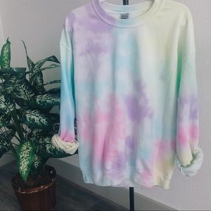 Rainbow Pastel Tie Die Sweatshirt